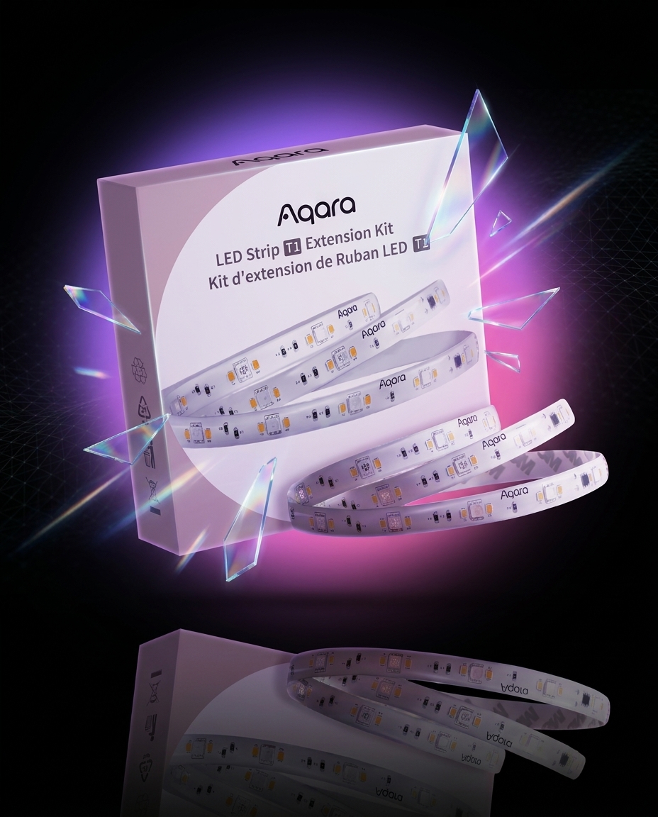 Aqara LED Strip T1 przedłużenie 1m RLSE-K01D, RGBIC Zigbee 3.0 Matter IP44 do 10m — ujęcie 1