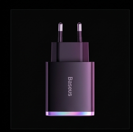 Baseus Compact CCXJ-E01 ładowarka sieciowa 30W USB-C PD 3.0 + 2x USB-A QC 3.0 czarna — ujęcie 2