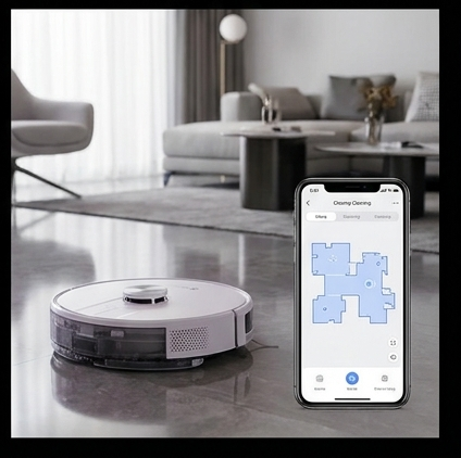 EZVIZ RE4 robot odkurzający i mopujący 4000 Pa LiDAR WiFi Alexa Google odkurzacz robotyczny 2w1 — ujęcie 7