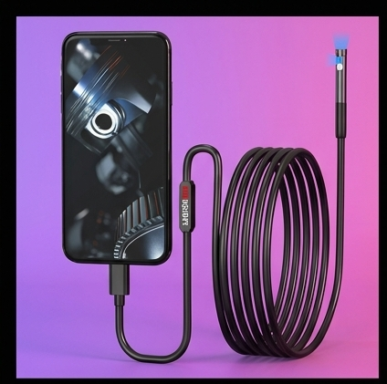 BLOW endoskop WiFi DUO dwie kamery 2x1080p FHD 7LED kabel 8mm 2m iPhone Android IP67 — ujęcie 2