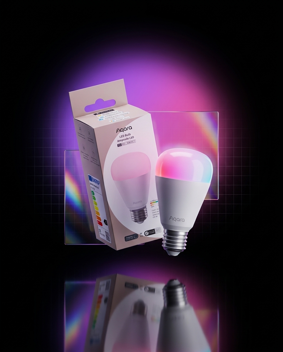 Aqara LED Bulb T2 RGB CCT E27, żarówka smart Zigbee, Thread, Matter, 1100 lm, 10,5 W, 16 mln kolorów — ujęcie 1