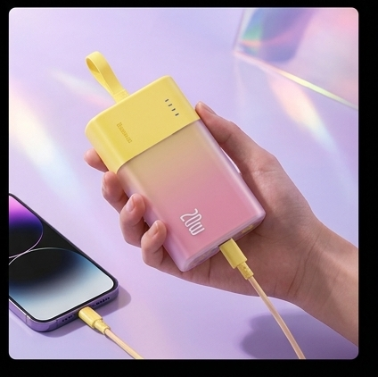 Baseus Popsicle powerbank 5200mAh 20W wbudowany kabel Lightning, szybkie ładowanie iPhone — ujęcie 7