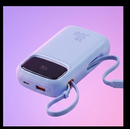 Baseus QPow 2 powerbank 10000mAh 30W z 2 kablami USB-C niebieski, szybkie ładowanie PD3.0 QC3.0 — ujęcie 3