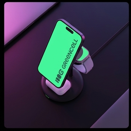 Green Cell MagScape 3w1 ładowarka indukcyjna MagSafe 15W iPhone AirPods Apple Watch stacja bezprzewodowa biurkowa — ujęcie 6