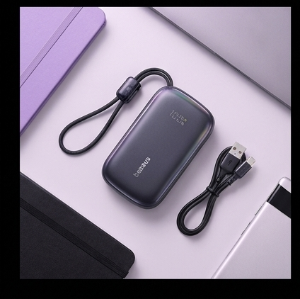 Baseus EnerFill FC21 powerbank 20000 mAh 22,5 W USB-C USB-A z kablem Lightning czarny — ujęcie 6