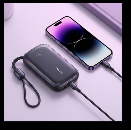Baseus EnerFill FC21 powerbank 20000 mAh 22,5 W USB-C USB-A z kablem Lightning czarny — ujęcie 7