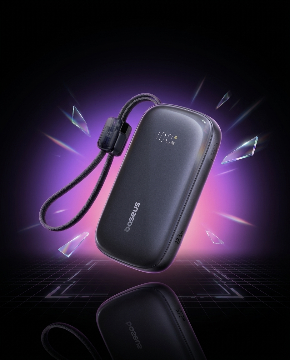 Baseus EnerFill FC21 powerbank 20000 mAh 22,5 W USB-C USB-A z kablem Lightning czarny — ujęcie 1