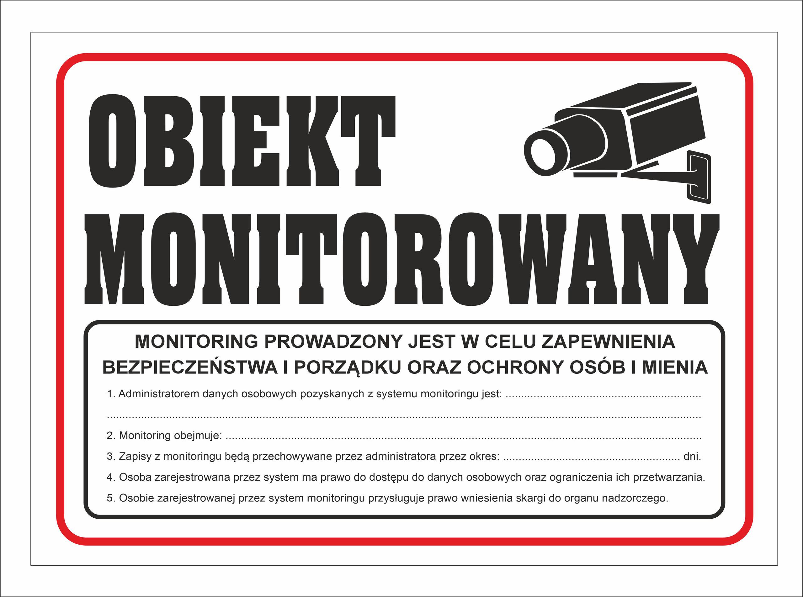 Tabliczka PCV Obiekt Monitorowany z RODO 35×25 cm Tabliczka PCV Obiekt Monitorowany z RODO 35×25 cm