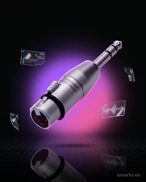 Przejściówka smartu.eu: Wtyk Jack 6,3 mm stereo – Gniazdo mikrofonowe 3P. Adapter audio do sprzętu muzycznego. Przejściówka smartu.eu: Wtyk Jack 6,3 mm stereo – Gniazdo mikrofonowe 3P. Adapter audio do sprzętu muzycznego.