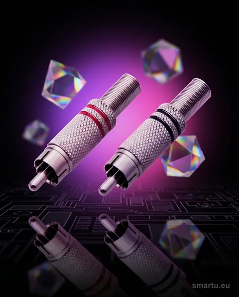 Wtyk RCA metal czarny czerwony chinch audio-video kabel Wtyk RCA metal czarny czerwony chinch audio-video kabel