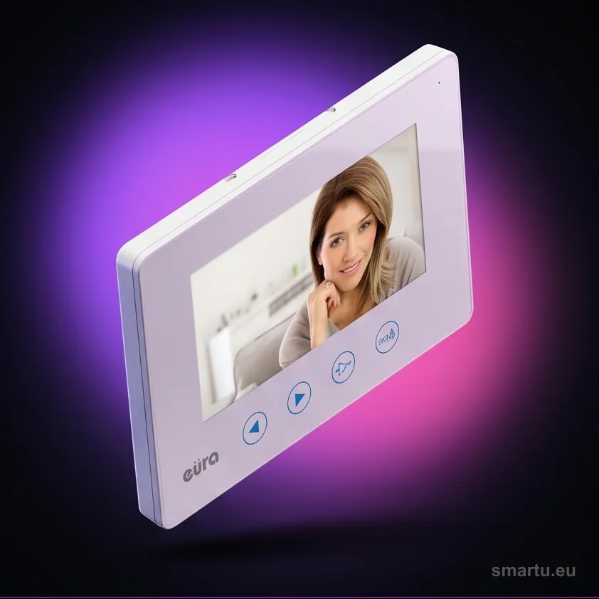 Monitor wideodomofonu EURA VDA-06A3 biały, ekran 7 cali, pamięć wewnętrzna, EURA CONNECT, 2 wejścia Monitor wideodomofonu EURA VDA-06A3 biały, ekran 7 cali, pamięć wewnętrzna, EURA CONNECT, 2 wejścia