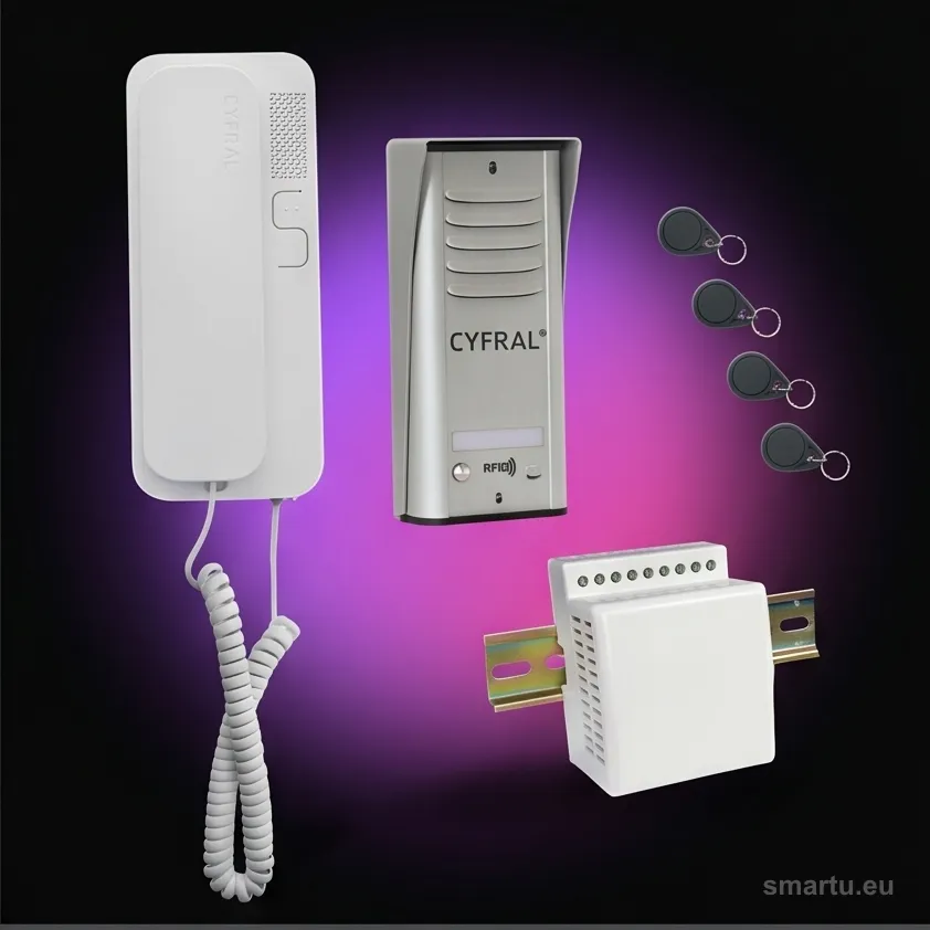 Domofon Cyfral COSMO R1 1-lokatorski srebrny, zestaw jednorodzinny 2-przewodowy z RFID Domofon Cyfral COSMO R1 1-lokatorski srebrny, zestaw jednorodzinny 2-przewodowy z RFID