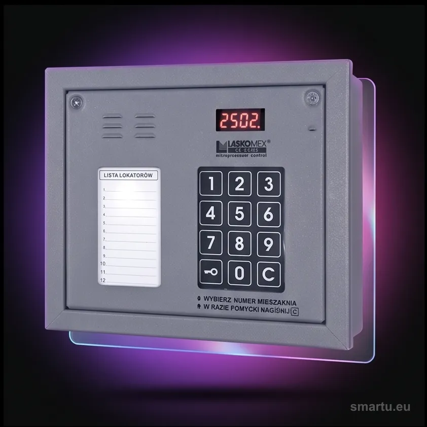 Laskomex CP-2502NR srebrny Panel audio z mini listą lokatorów i z czytnikiem kluczy RFID Laskomex CP-2502NR srebrny Panel audio z mini listą lokatorów i z czytnikiem kluczy RFID