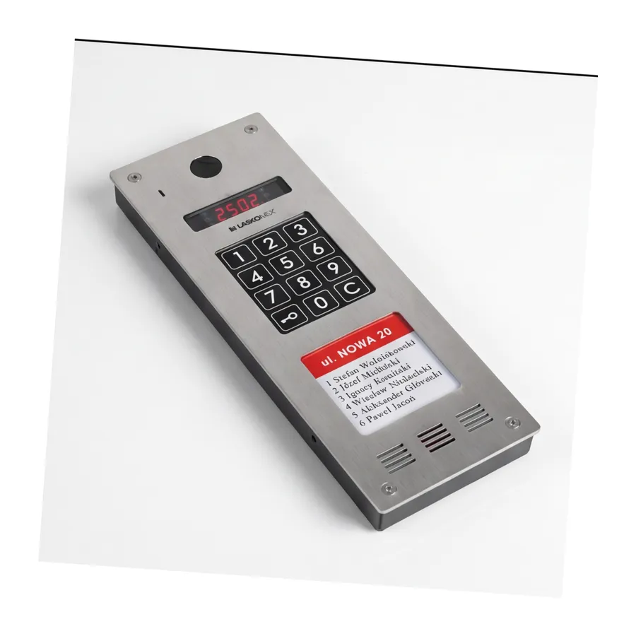 Laskomex CP-2533NR-040 Wąski panel audio pionowy, ze stali nierdzewnej, z czytnikiem RFID Laskomex CP-2533NR-040 Wąski panel audio pionowy, ze stali nierdzewnej, z czytnikiem RFID