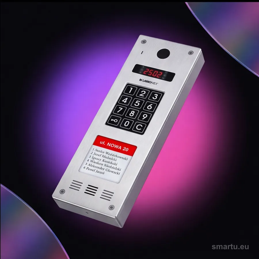 Laskomex CP-2533NR-040 Wąski panel audio pionowy, ze stali nierdzewnej, z czytnikiem RFID
