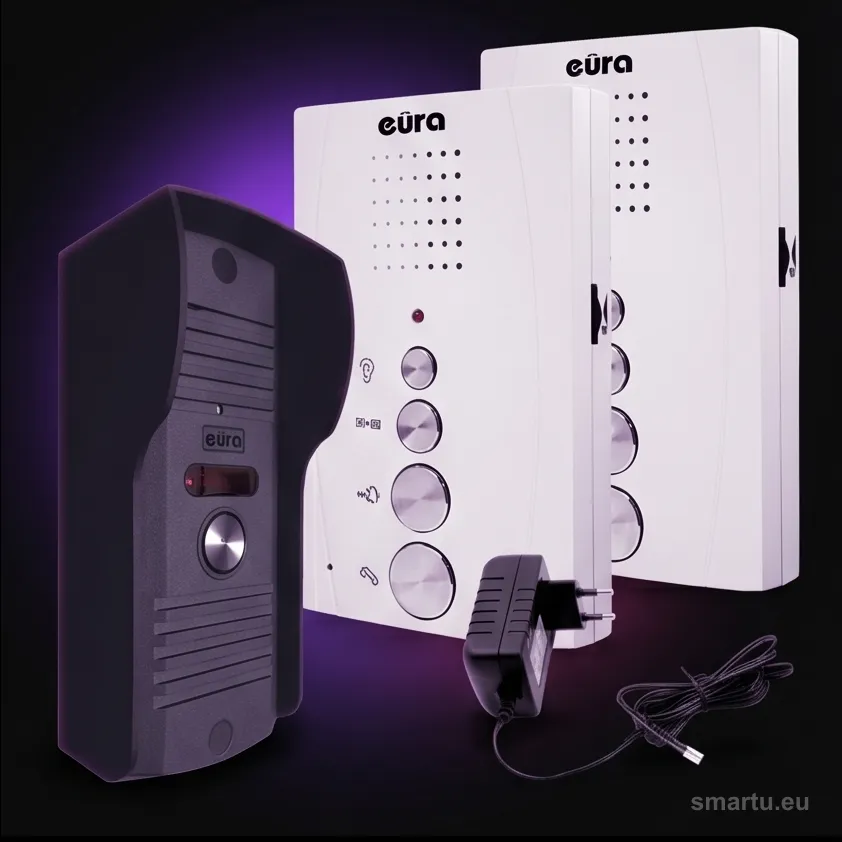 DOMOFON ”EURA” ADP-51A3 ”DIFESA”, 1-rodzinny, 2 unifony, interkom, biały