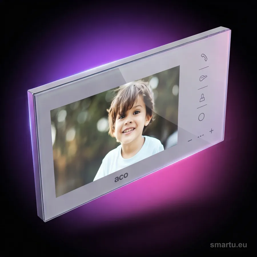ACO GLASS-PRO-7 WH monitor wideodomofonowy 7 cali Familio COMO PRO szklany front biały