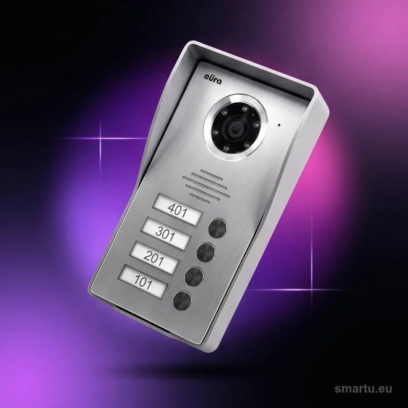 Kaseta zewnętrzna EURA VDA-35A3 CONNECT, panel wideodomofonu 4-rodzinny, podświetlane LED Kaseta zewnętrzna EURA VDA-35A3 CONNECT, panel wideodomofonu 4-rodzinny, podświetlane LED