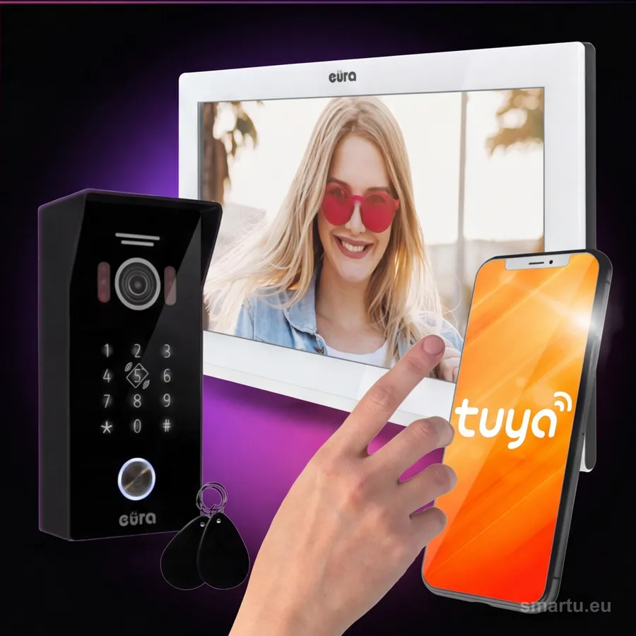 EURA VDP-99C5 biały wideodomofon WiFi RFID TUYA ekran 10 cali kamera 1080p IP65