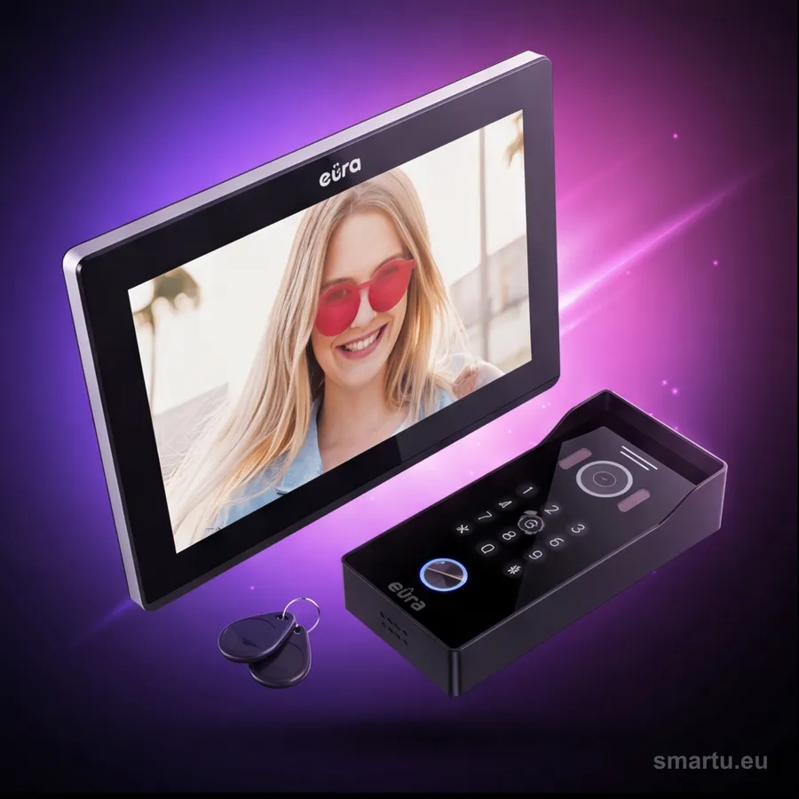 EURA VDP-99C5 czarny wideodomofon WiFi RFID Tuya monitor 10 cali LCD FullHD szyfrator natynk