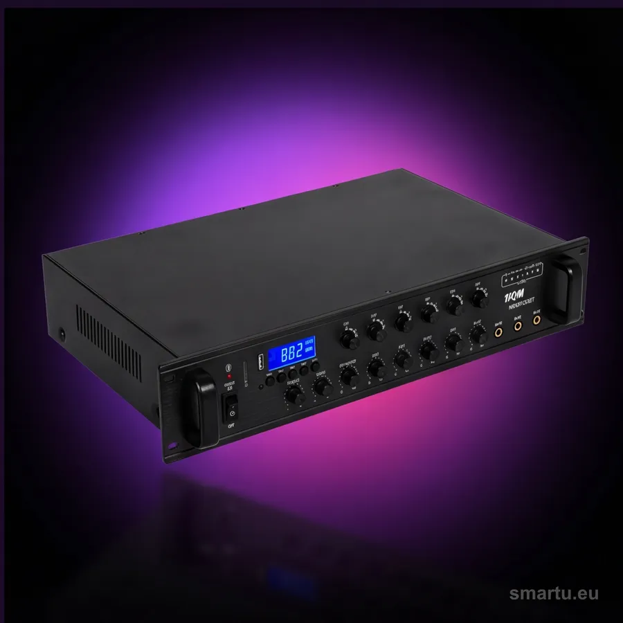 HQM HQM1120BT wzmacniacz PA 120W Bluetooth FM MP3 6 stref 100V rack 19 cali HQM HQM1120BT wzmacniacz PA 120W Bluetooth FM MP3 6 stref 100V rack 19 cali