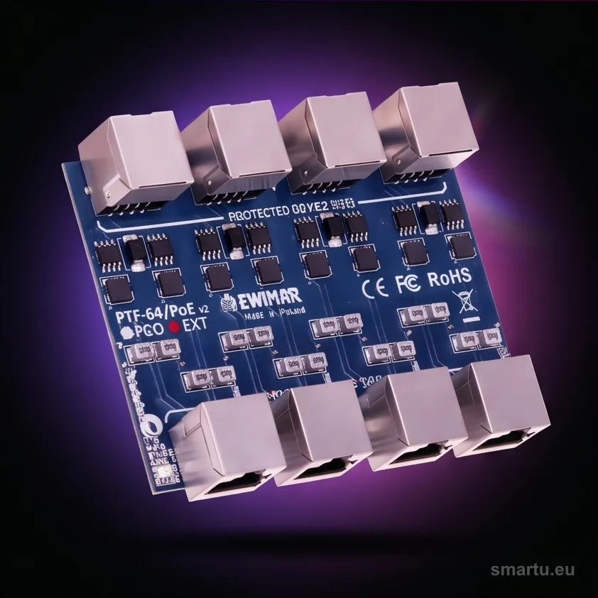 4-kanałowy moduł ogranicznika przepięć sieci LAN Gigabit Ethernet EWIMAR PTF-64-EXT/PoE 4-kanałowy moduł ogranicznika przepięć sieci LAN Gigabit Ethernet EWIMAR PTF-64-EXT/PoE