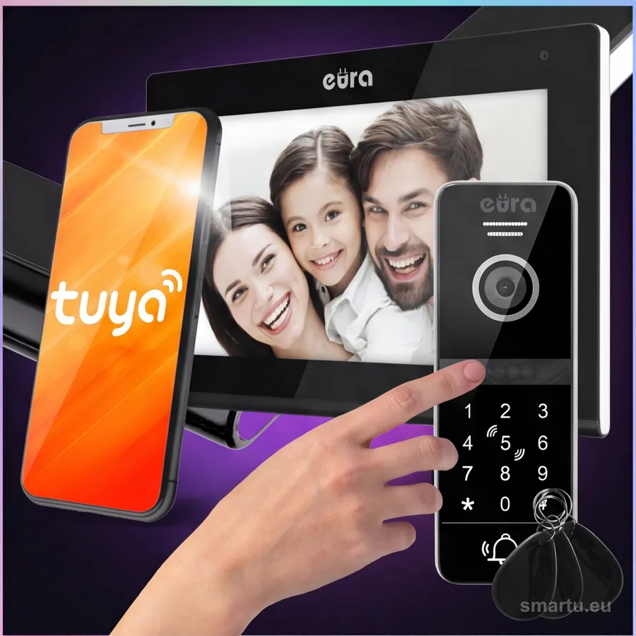 WIDEODOMOFON EURA VDP-97C5 czarny, lcd 7″, wi-fi, czytnik zbliżeniowy, Tuya