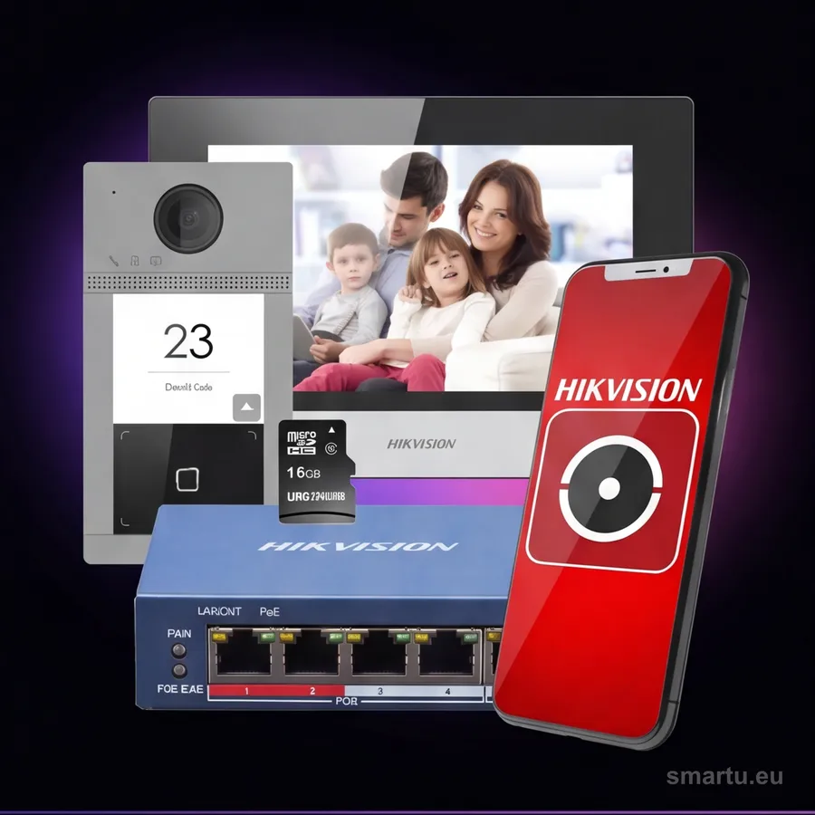 Hikvision DS-KIS604-S wideodomofon IP Villa zestaw 7 cali WiFi PoE Mifare kamera Full HD 129 stopni 1080p