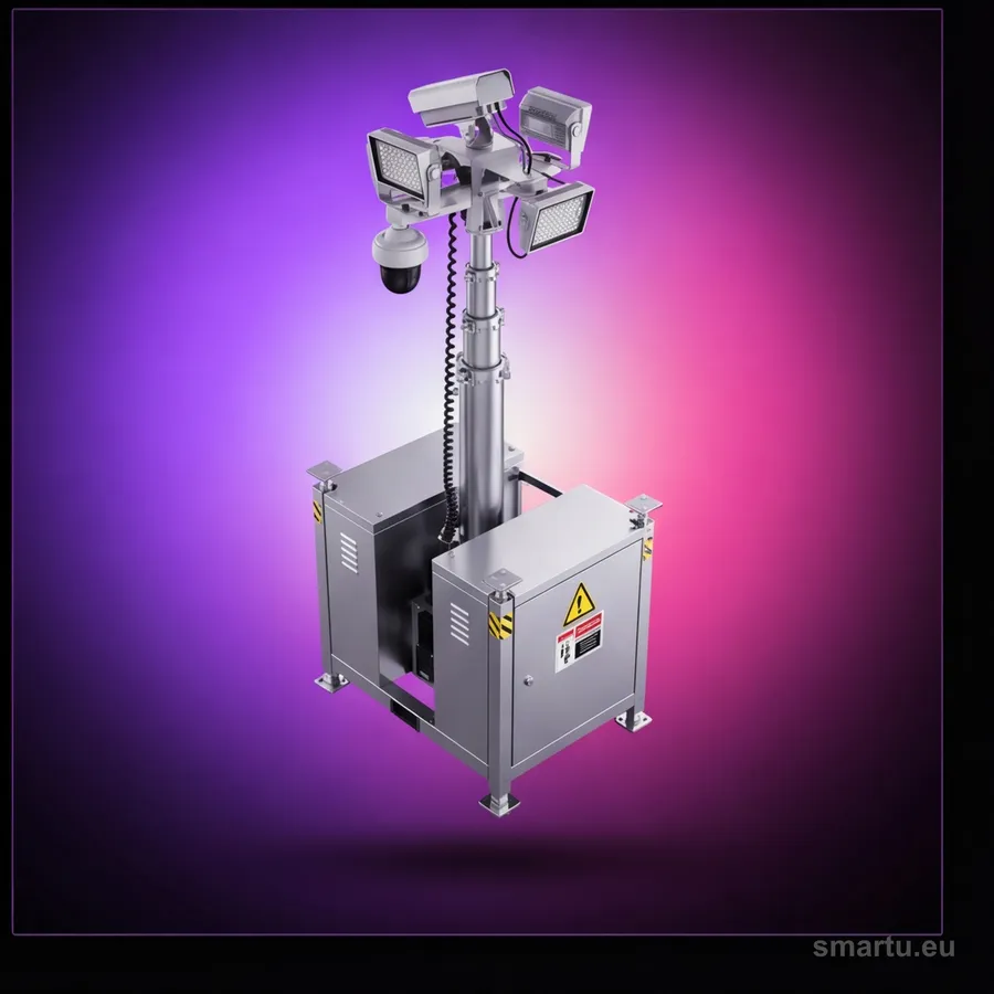 CAMSAT iCAM-TOWER 5MQ3 mobilna wieża monitoringu CCTV 4G LTE 5 kamer PIR alarm autonomiczna CAMSAT iCAM-TOWER 5MQ3 mobilna wieża monitoringu CCTV 4G LTE 5 kamer PIR alarm autonomiczna