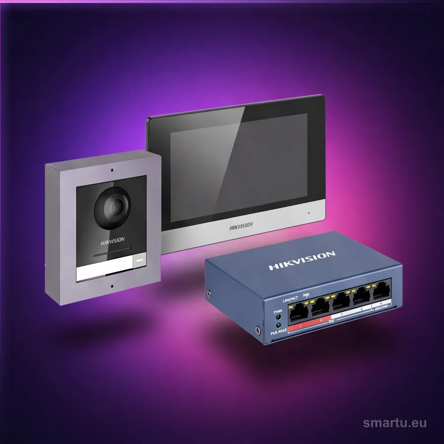 Hikvision DS-KIS602 zestaw wideodomofonowy IP PoE monitor 7 cali 1080p kamera 180 stopni