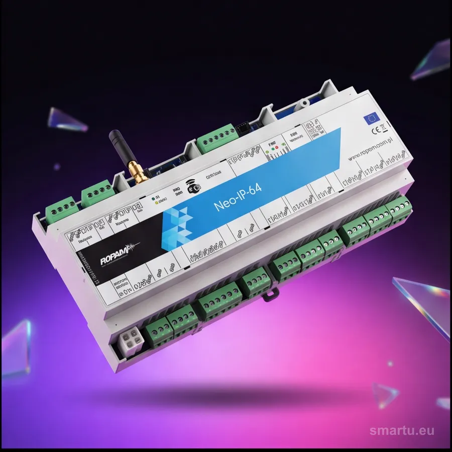 Ropam NEO-IP-64-D12M centrala alarmowa WiFi IP 16 wejść 8 wyjść DIN moduł GSM Ropam NEO-IP-64-D12M centrala alarmowa WiFi IP 16 wejść 8 wyjść DIN moduł GSM