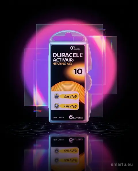 Bateria Duracell DA-10 EasyTab do aparatu słuchowego, cynkowo-powietrzna, 1.45V, opakowanie 6 sztuk Bateria Duracell DA-10 EasyTab do aparatu słuchowego, cynkowo-powietrzna, 1.45V, opakowanie 6 sztuk