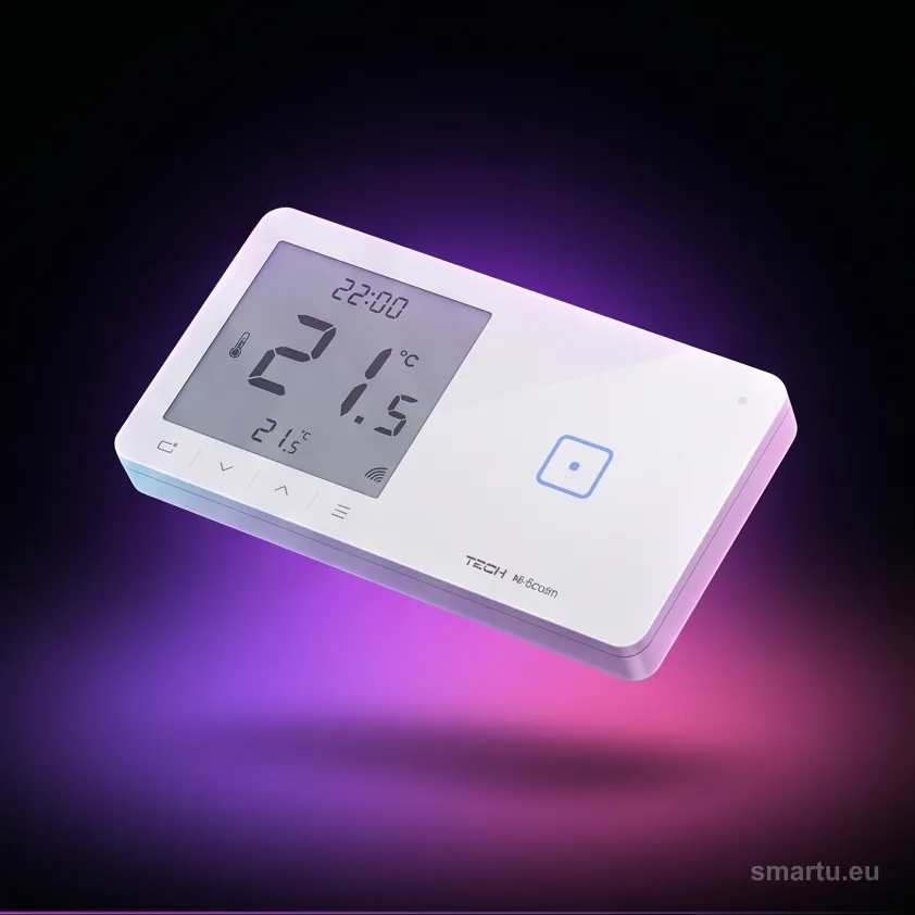 Tech Sterowniki WSR-01ML przewodowy włącznik światła z regulatorem temperatury czarny szklany lewy
