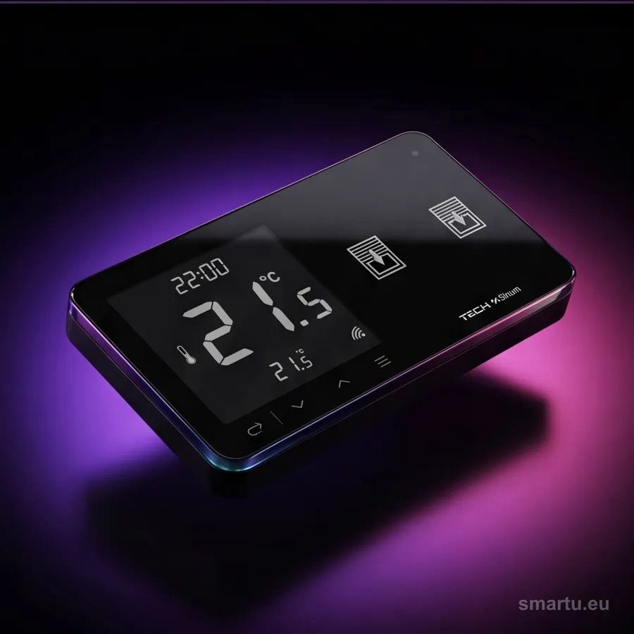 Tech Sterowniki SINUM WZR-02MP przewodowy regulator pokojowy włącznik rolet czarny LCD czujnik podłogi Tech Sterowniki SINUM WZR-02MP przewodowy regulator pokojowy włącznik rolet czarny LCD czujnik podłogi