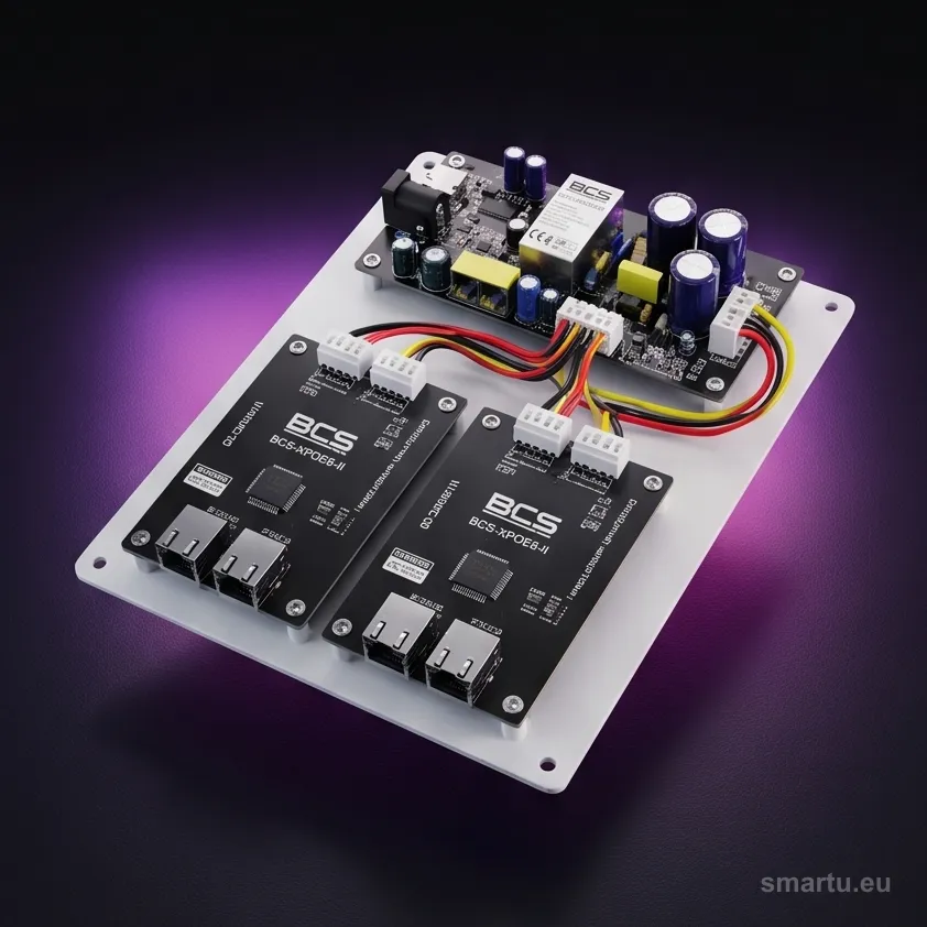 System zasilania do 9 kamer IP ze switchem PoE w obudowie wewnętrznej BCS POWER BCS-IP8/E-S