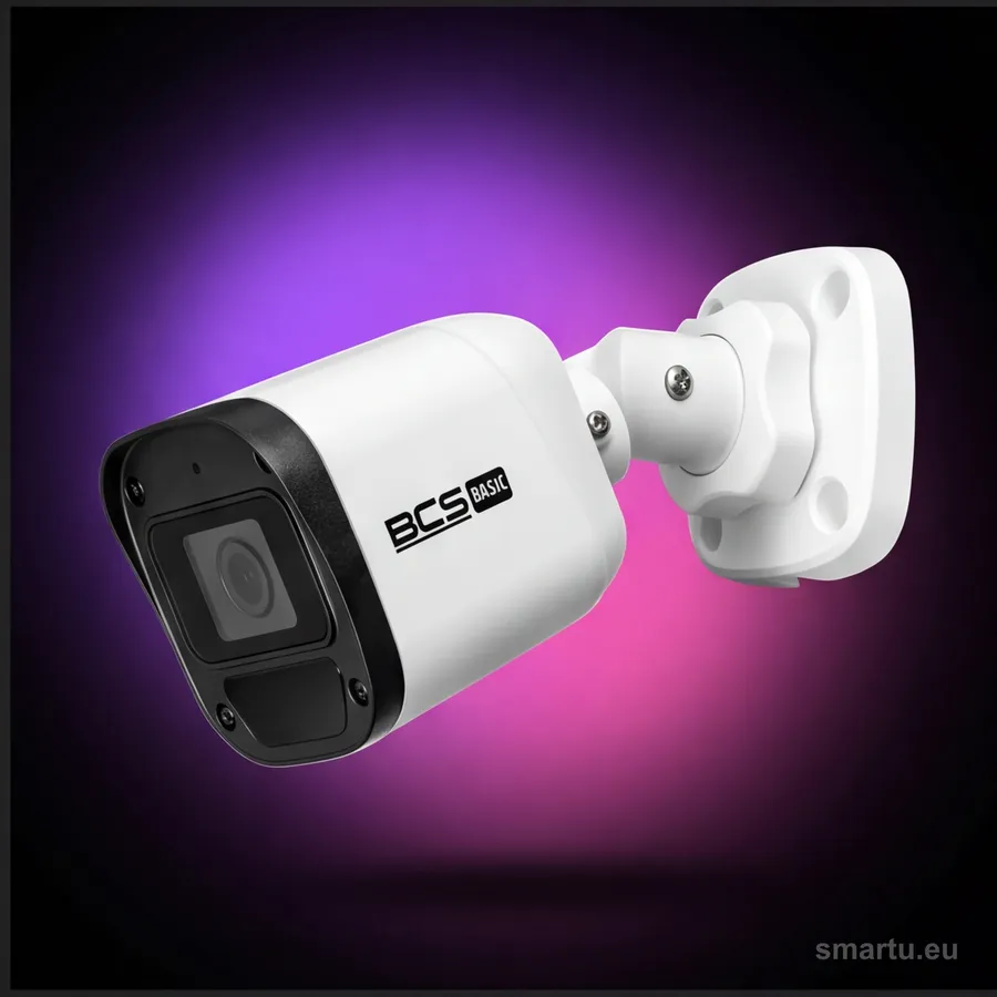 Kamera IP BCS BASIC BCS-B-TIP15FR3(2.0) tubowa 5 Mpx, obiektyw 2.8 mm, IR 30 m, mikrofon, PoE, IP67 na zewnątrz