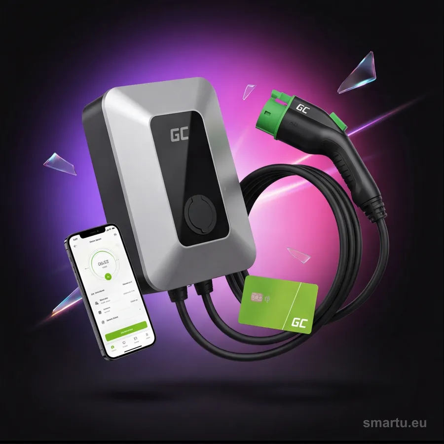 Green Cell HabuDen EVGC021B2250 22kW wallbox ładowarka EV TYPE 2 5m NFC BT Wi-Fi stacja ładowania - zdjęcie główne | smartu.eu