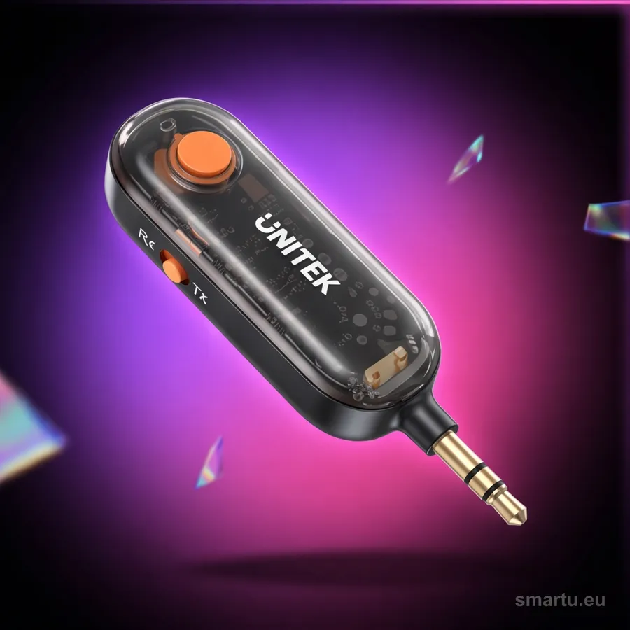 UNITEK 2w1 Adapter Bluetooth 5.3 nadajnik/odbiornik audio zasięg 10m czarny — ujęcie 1
