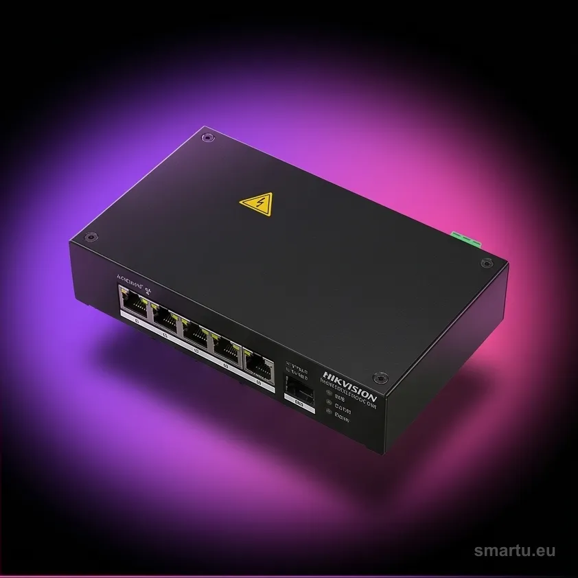 Switch PoE Hikvision DS-3T0306HP/HS 4-port + Gigabit + SFP Hi-PoE niezarządzalny zasięg 300m, ujęcie 1