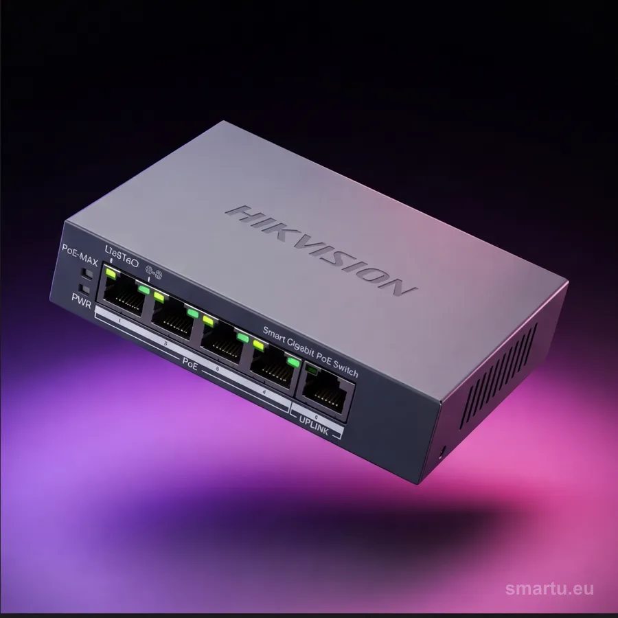 Hikvision DS-3E1505P-EI switch 4-port Gigabit PoE+ zarządzalny, 1 port uplink, budżet 45W Hikvision DS-3E1505P-EI switch 4-port Gigabit PoE+ zarządzalny, 1 port uplink, budżet 45W
