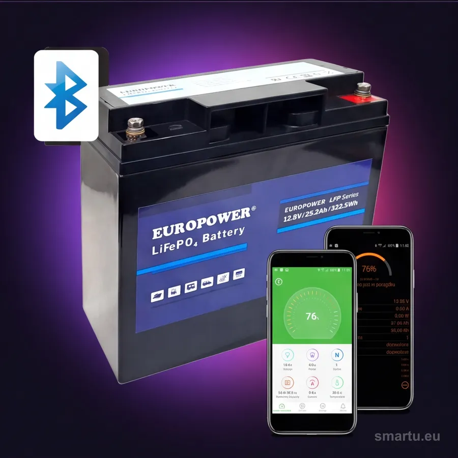 Akumulator LiFePO4 EUROPOWER serii LFP 12,8V 25,2Ah Bluetooth (Żywotność ~2000 cykli) — ujęcie 1