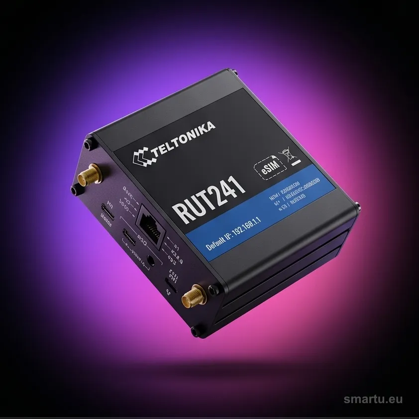 Teltonika RUT241 router przemysłowy 4G LTE Cat4 eSIM WiFi 2x Ethernet DIN RutOS RUT241010000 Teltonika RUT241 router przemysłowy 4G LTE Cat4 eSIM WiFi 2x Ethernet DIN RutOS RUT241010000