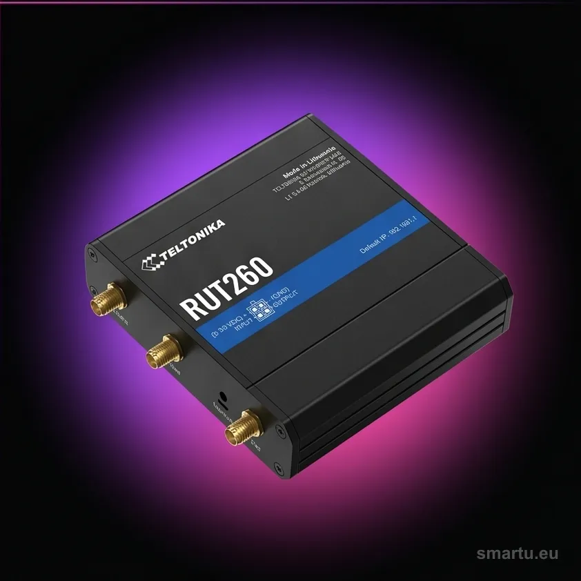 Teltonika RUT260 router przemysłowy 4G LTE Cat 6 Wi-Fi 300 Mbps 2x LAN VPN OpenWRT failover, RUT260000000 Teltonika RUT260 router przemysłowy 4G LTE Cat 6 Wi-Fi 300 Mbps 2x LAN VPN OpenWRT failover, RUT260000000