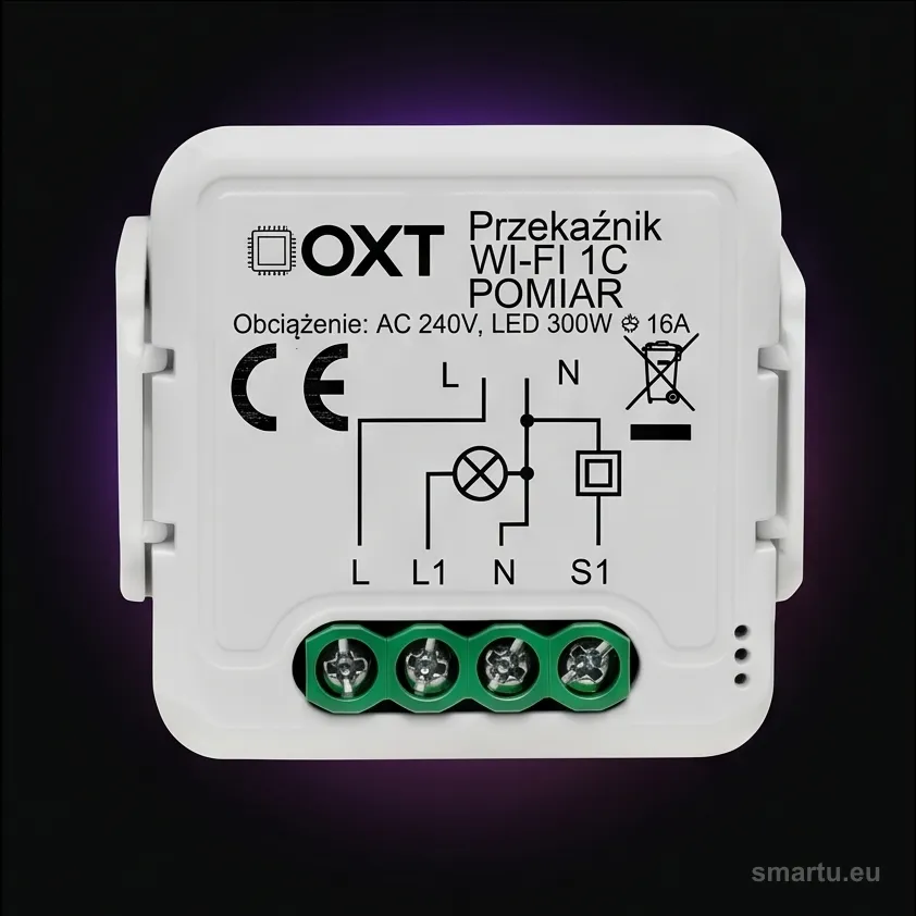 Moduł OXT przekaźnik 1 obwód pomiar 16A WIFI TUYA T220P Moduł OXT przekaźnik 1 obwód pomiar 16A WIFI TUYA T220P