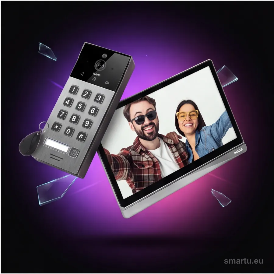 EURA VDP-30C5 Tuya wideodomofon 8″ WiFi AHD otwieranie 3 wejść szyfrator czytnik brelóków