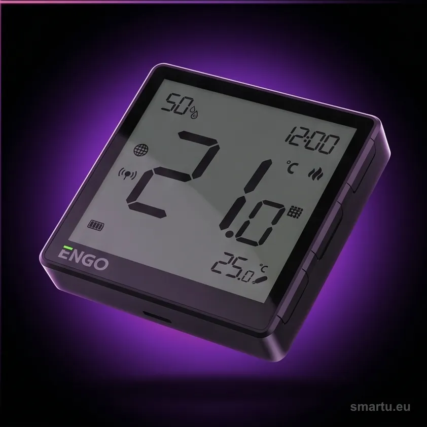ENGO Controls EONE-BATB internetowy termostat bateria ZigBee 3.0 czarny LCD Tuya ogrzewanie podłogowe ENGO Controls EONE-BATB internetowy termostat bateria ZigBee 3.0 czarny LCD Tuya ogrzewanie podłogowe