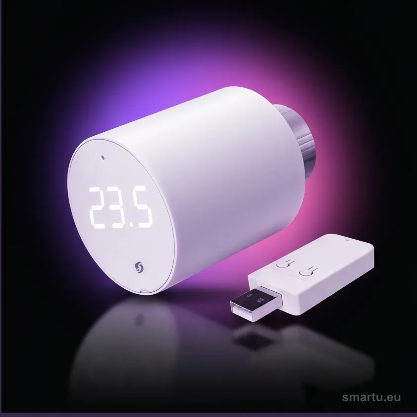 Shelly BLU TRV 3-pack, 3 głowice termostatyczne + BLU Gateway Gen3, sterowanie z aplikacji Shelly BLU TRV 3-pack, 3 głowice termostatyczne + BLU Gateway Gen3, sterowanie z aplikacji