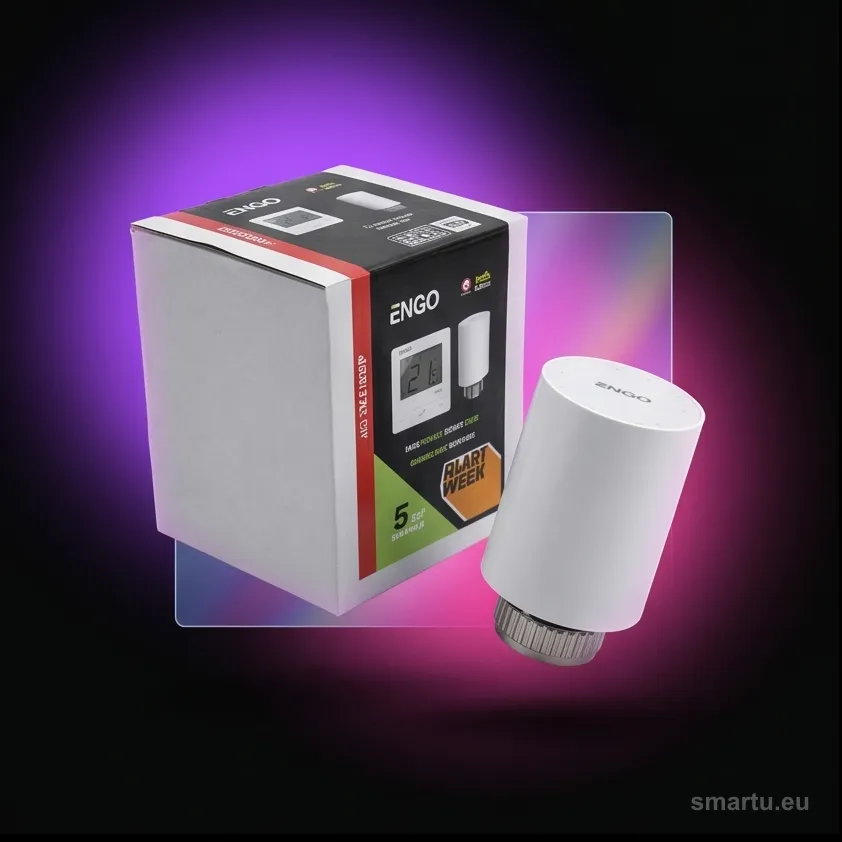 ENGO E25-BATW-4 + ETRV-M30 zestaw inteligentnego ogrzewania biały, 4 termostaty WiFi + głowice grzejnikowe ENGO E25-BATW-4 + ETRV-M30 zestaw inteligentnego ogrzewania biały, 4 termostaty WiFi + głowice grzejnikowe