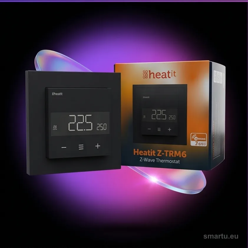 Termostat Heatit Z-TRM6 Black Matt Z-Wave, 3600 W 16 A, pomiar zużycia, czujnik podłogowy Termostat Heatit Z-TRM6 Black Matt Z-Wave, 3600 W 16 A, pomiar zużycia, czujnik podłogowy