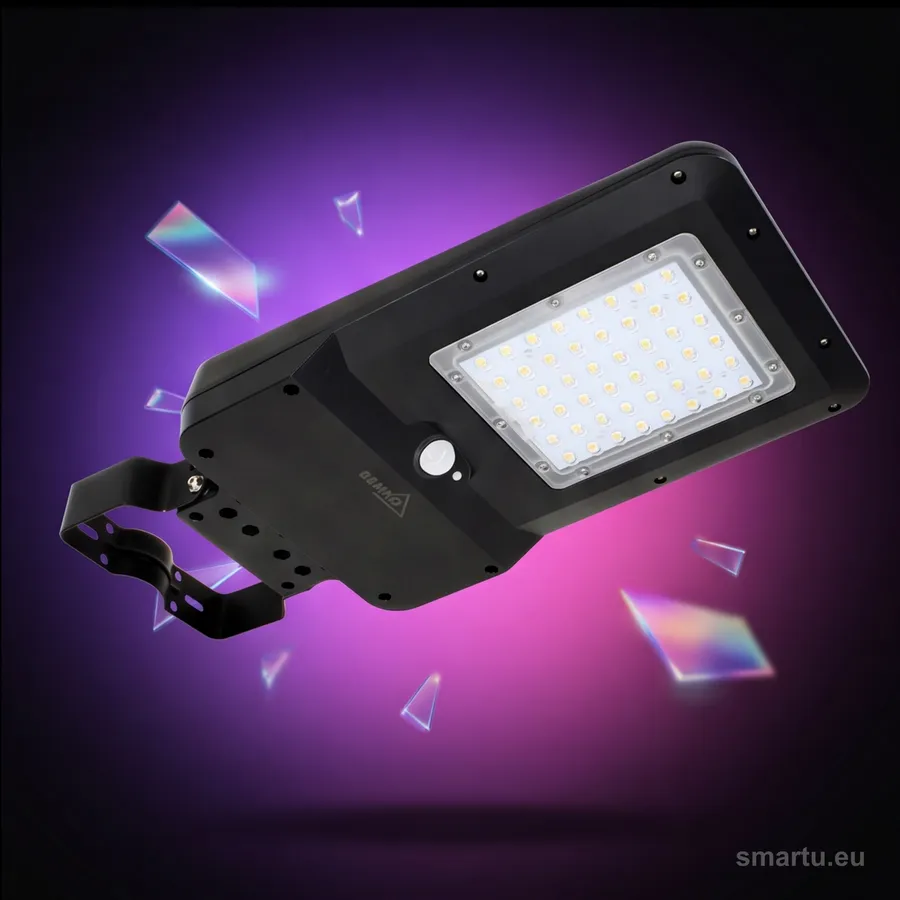 Solarna lampa uliczna LED BEMKO SOLGER 20W 3000lm 3/4/6K IP65 czarna z czujnikiem ruchu